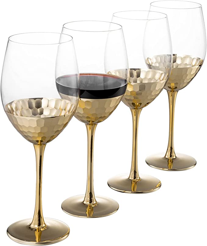 4 Four Stem wine glasses Mockup PSD on a Neutral background