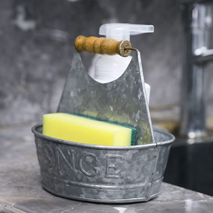 Sponge Holder for Farmhouse Sink - Rustic Galvanized Sink Holder for S -  Saratoga Home