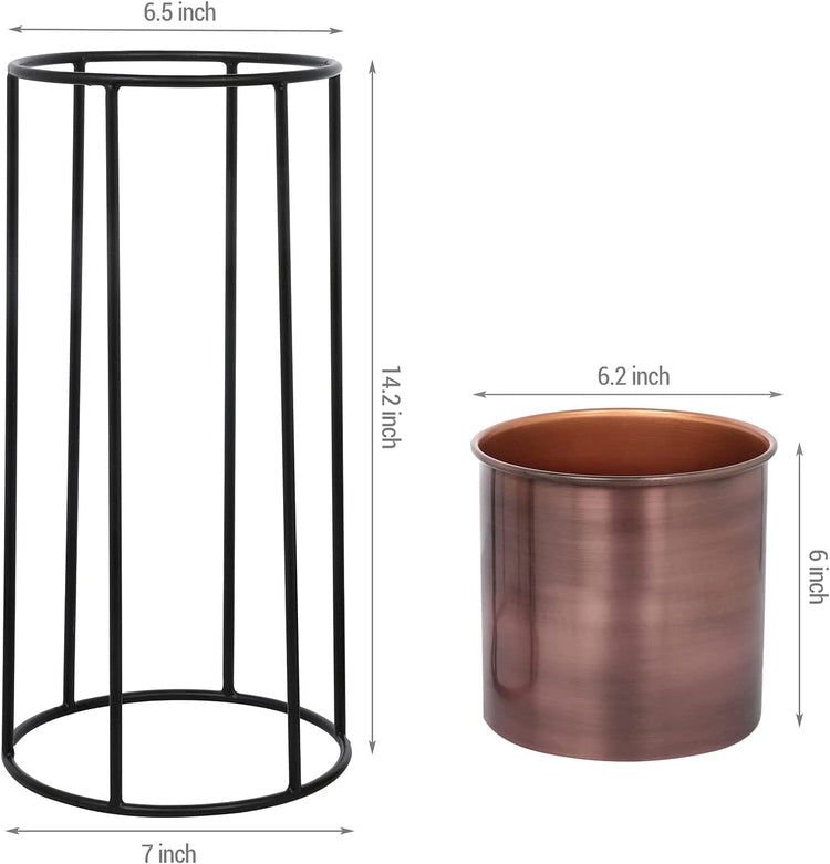 6 inch Modern Copper Flower Planter Pot with Industrial Black Metal Wi –  MyGift