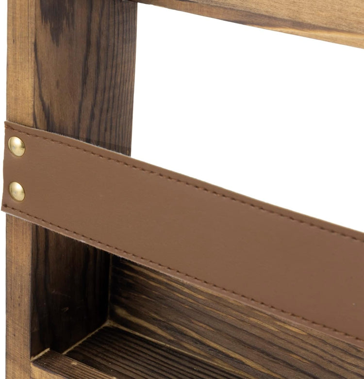 Rustic Dark Brown Burnt Solid Wood for Countertop Corner Storage Organizer  Shelf