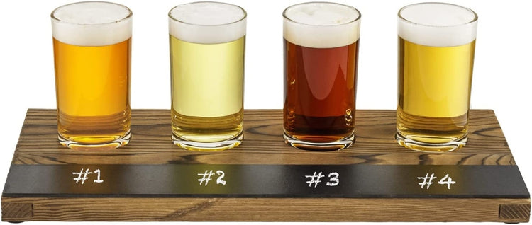 Beer Tasting Flight Sampler Board - Set Includes Four 6 oz Pilsner Craft  Brew Glasses & Wooden Paddl…See more Beer Tasting Flight Sampler Board -  Set