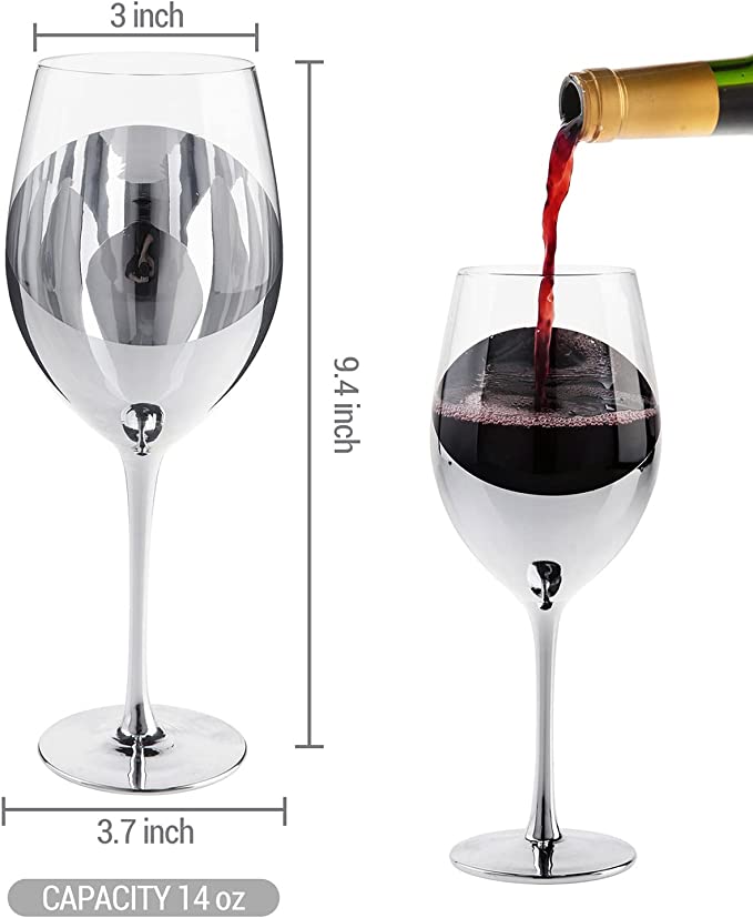 Modern Tilted Silver Stemless Wine Glasses, Set of 4 – MyGift