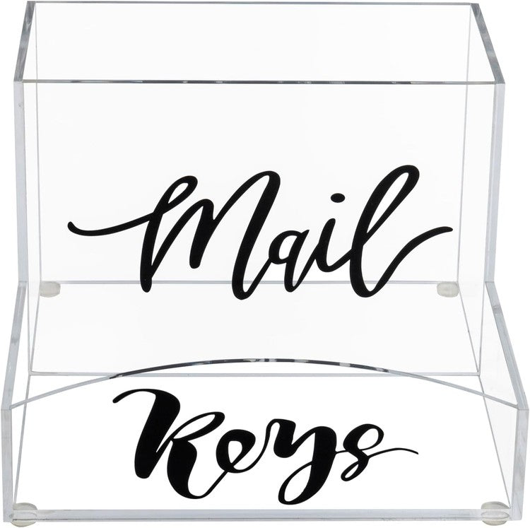 Clear Acrylic Mail Holder and Key Organizer Entryway Storage Tray, Office Desktop Organizing Bin-MyGift