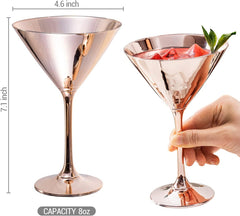 3 pc Copper Stainless Steel Martini Gift Set - 2 Large Martini Glasses –  Icydeals