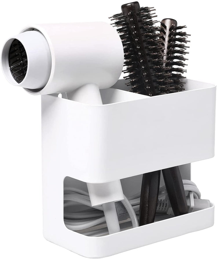 White 2-Slot Metal Wall Mounted Hair Care Organizer for Blow Dryer, Cu –  MyGift