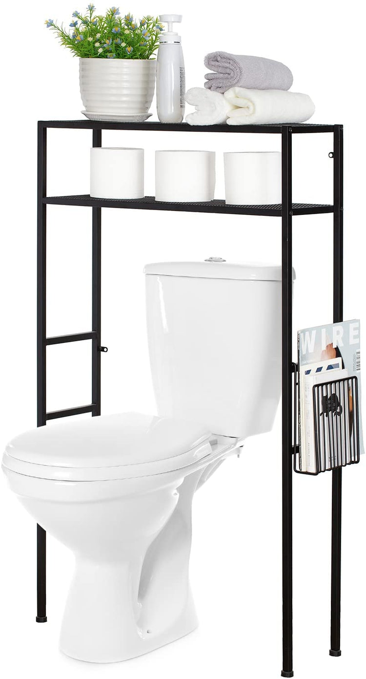  MyGift Black Metal Under-the-Sink Rack Bathroom Quality  Pedestal Storage Organizer with 2 Display Shelves and Hand Towel Bar: Home  & Kitchen