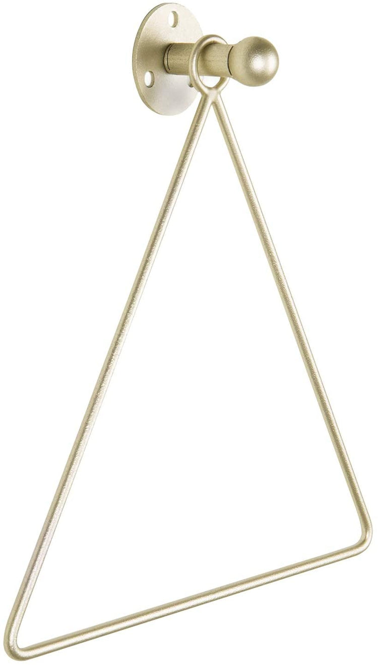 Gold Metal Wall Mounted Triangular Shaped Bathroom Hand Towel Ring-MyGift