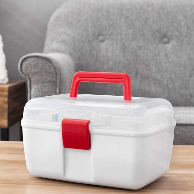 Clear Top First Aid Portable Storage with Removable Tray, Family Emergency Kit Travel Case-MyGift