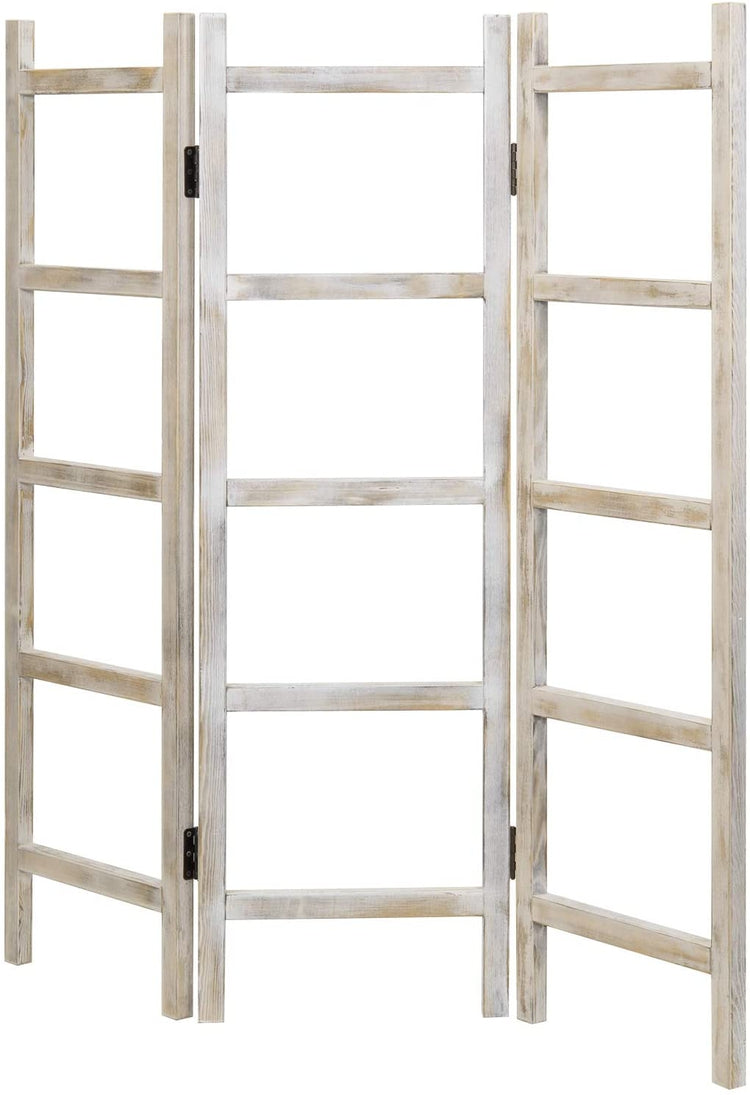 Whitewashed Wood Ladder Style Shelf w/ Toilet Paper Holder – MyGift