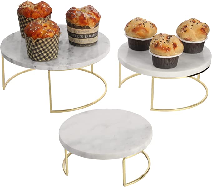 Modern Round Cupcake Stand, Cake Stand Dessert Pedestal Risers, Set of 3-MyGift