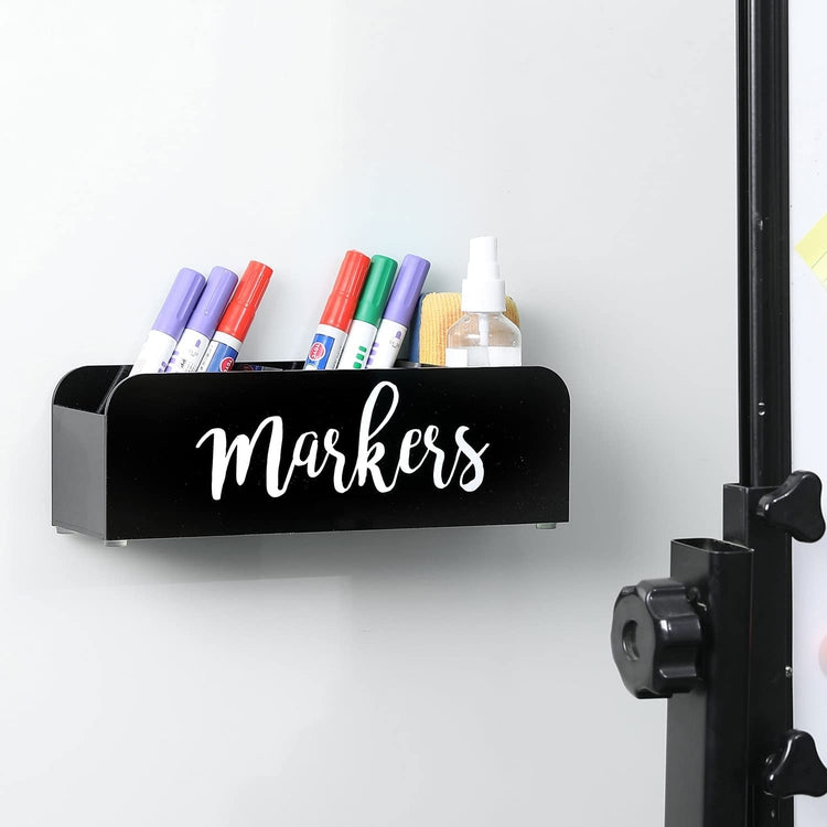 Matte Black Metal Wall Mounted Whiteboard Marker Holder with Cleaner S –  MyGift