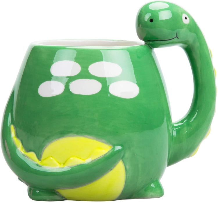 Adorable Deep Green Brontosaurus Dinosaur Cartoon Ceramic Coffee Mug-MyGift