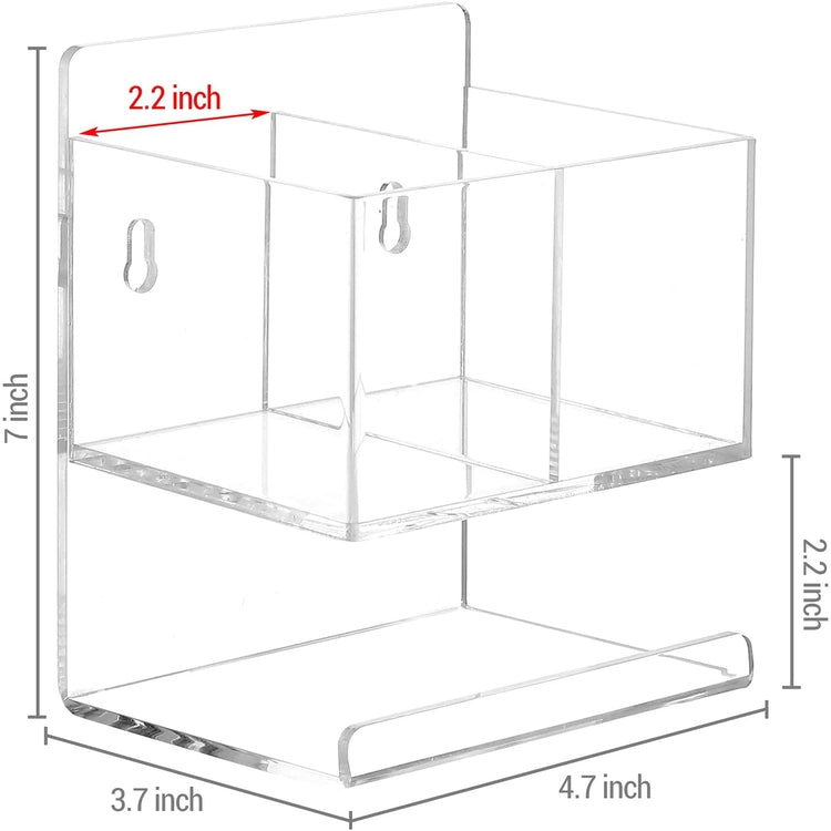 Clear Acrylic Whiteboard Storage Rack for Dry Erase Markers, Erasers, and Cleaner Bottle, Office Supplies Organizer-MyGift