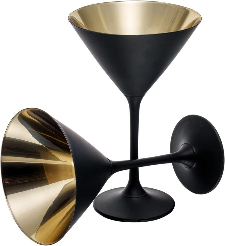 MyGift 8 Ounce Modern Matte Black and Metallic Gold Tone Plated Martini  Glasses, Drinking Glass for a Cocktail Party, Wedding, or Anniversary  Dinner