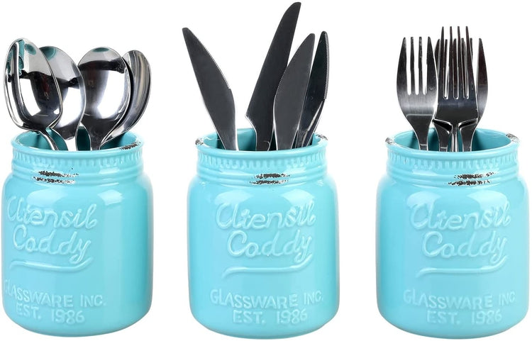 Aqua Blue Mason Jar Bathroom Set Farmhouse Decor Rustic -  Norway