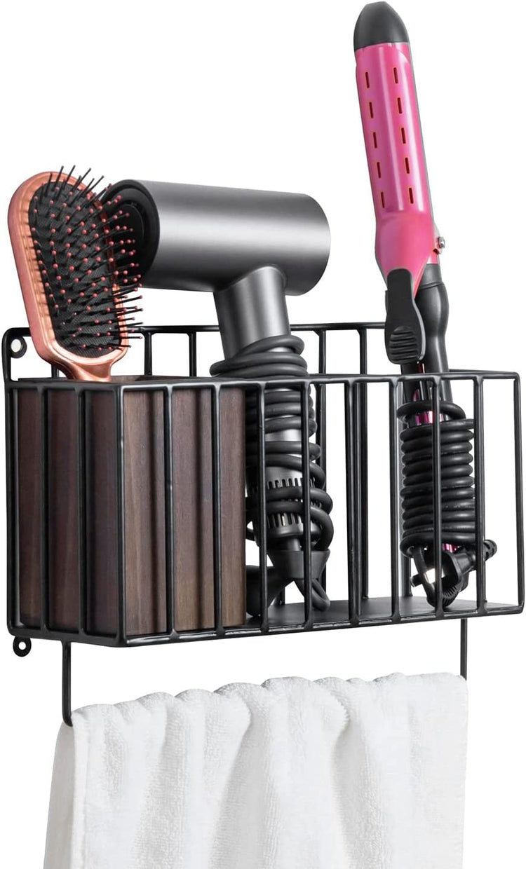 Rustic Hair Dryer Holder Wall Mounted, Hair Tools and Styling Organizer for  Bathroom , Bathroom Supplies Tissue Holder