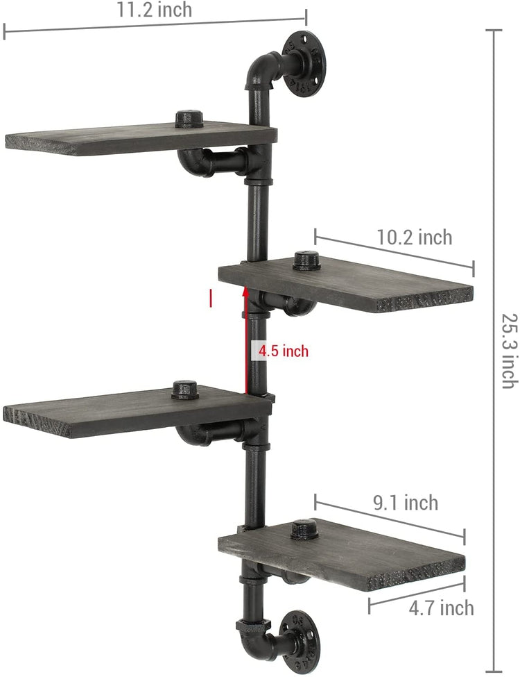 mieres Industrial Style Rustic Gray 4-Tier Wooden Corner Shelf