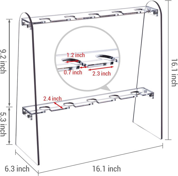 Clear Acrylic Champagne Flute Glass Holder Stand, 2 Tier Hanging
