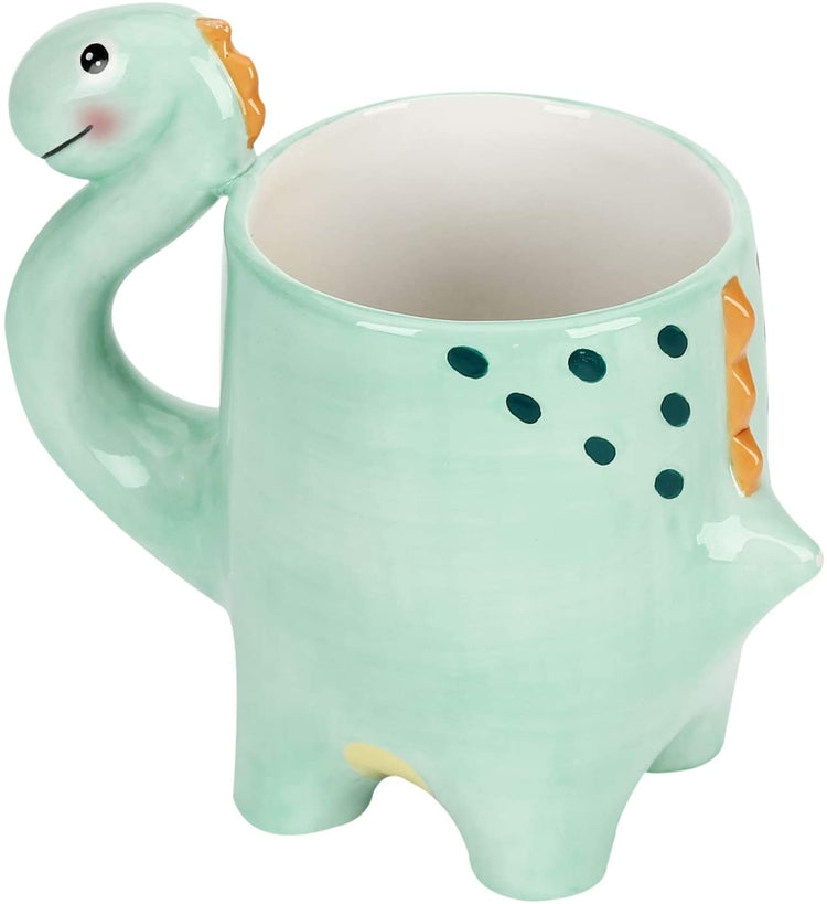 Teal Green Ceramic Dinosaur Cartoon Drinking Mug with Handle – MyGift