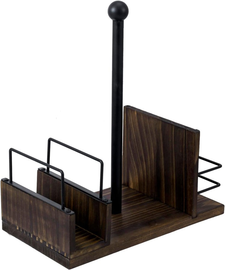 Burnt Wood, Industrial Matte Black Metal Dining Caddy with Paper Towel –  MyGift