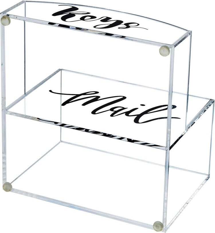 Clear Acrylic Mail Holder and Key Organizer Entryway Storage Tray, Office Desktop Organizing Bin-MyGift