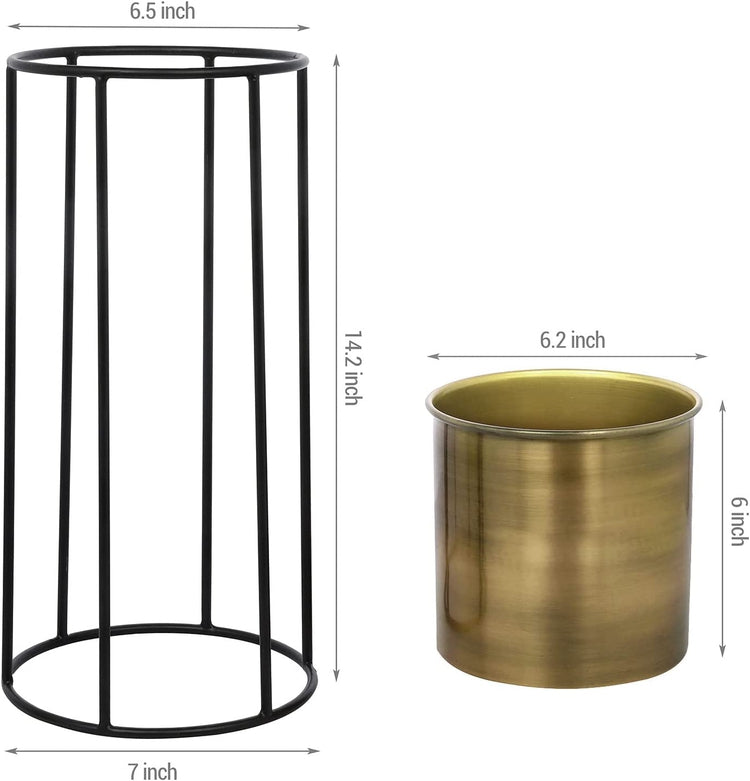 6 inch Round Modern Brass Tone Metal Flower Planter Pot with Industria –  MyGift