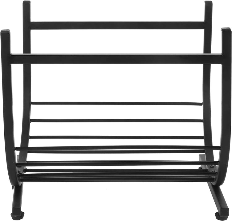 Industrial Firewood Rack, Matte Black Metal Freestanding U-Shape Log Holder, Compact Fireplace Storage Firewood Caddy-MyGift