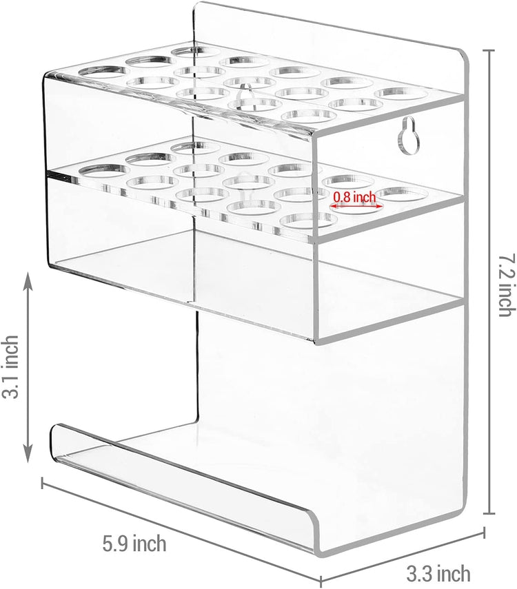 Wall Mounted Tiered Clear Acrylic Dry Erase Whiteboard Marker and Eraser  Storage Holder Stand