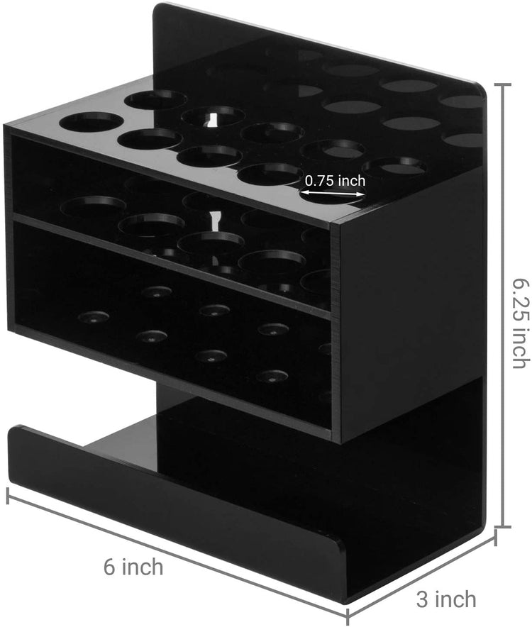 Set of 2, 2-Tier Black Acrylic Wall Mounted 10 Slot Dry Erase Whiteboard Marker and Eraser Holder-MyGift