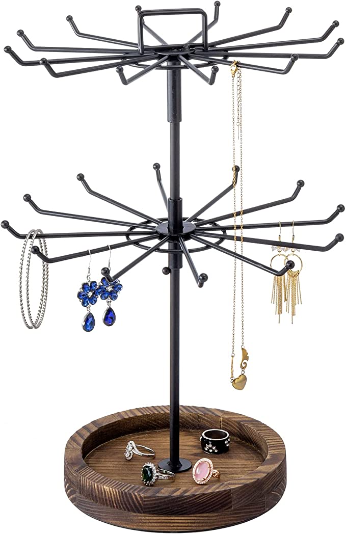 Tree Jewelery Display Stand - Design Jewelery Holder Storage Necklace  Bracelet Ring Earring - Metal Tree Stand with Bamboo Base | Fruugo UK