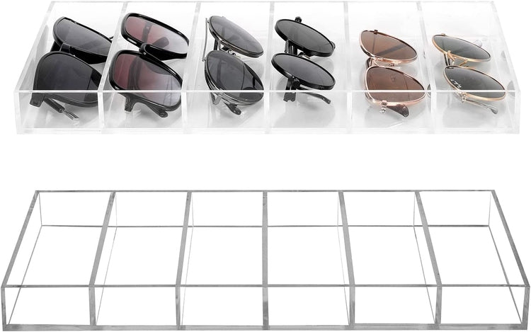 MineSign Sunglasses Organizer Clear Eyeglasses Display Case Sticker Display  Tray For Glasses Tabletop Holder Stand (6
