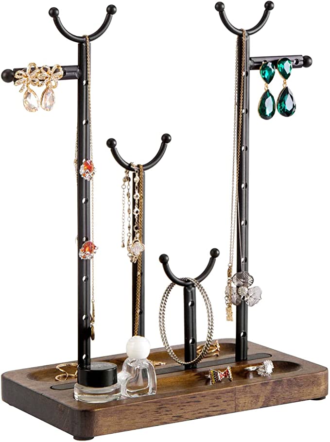Dark Brown Coffee Tone Jewelry Organizer Stand, Metal Necklace Hanger –  MyGift