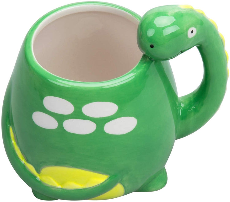 Adorable Deep Green Brontosaurus Dinosaur Cartoon Ceramic Coffee Mug-MyGift