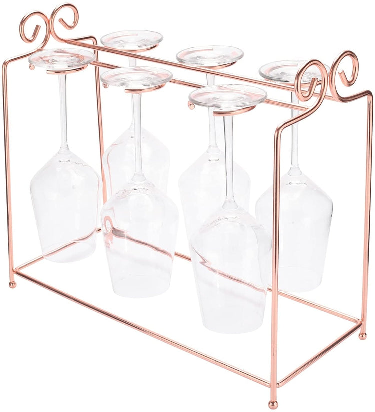 Copper Metal Wire Countertop Hanging Wine Glass Holder, Stemware