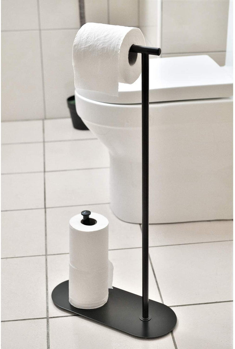 Free Standing Matte Black Toilet Paper Holder Stand Black Marble