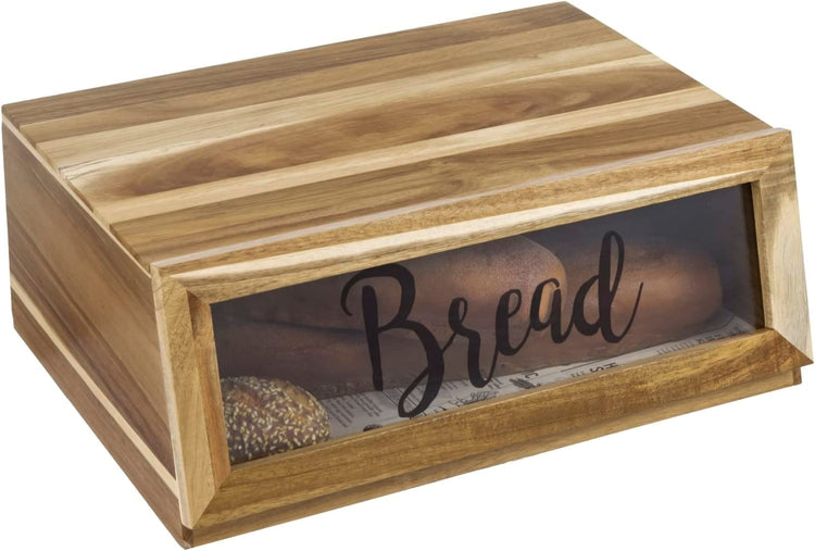 Sur La Table Marble & Acacia Bread Box, White