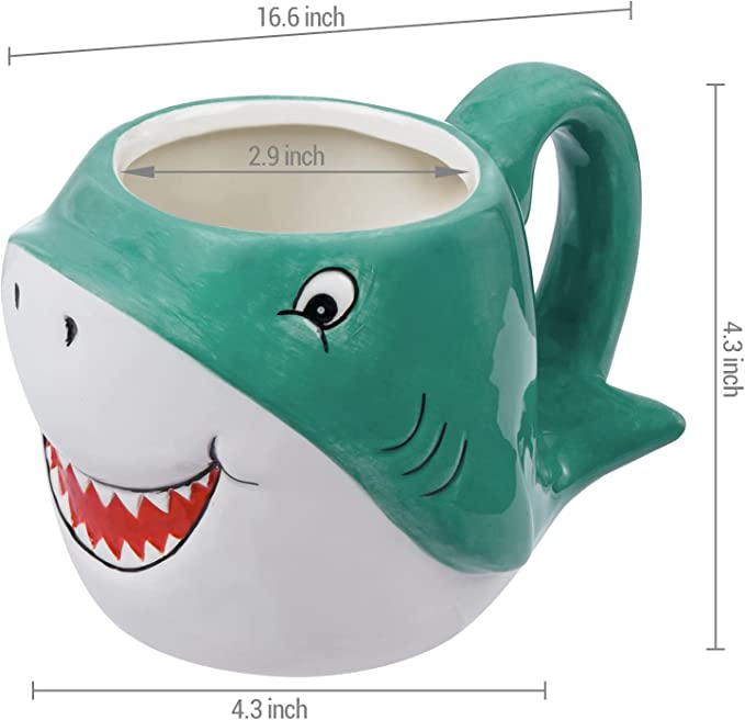 White Ceramic Whale Shaped Coffee Mug with Handle and Smiling