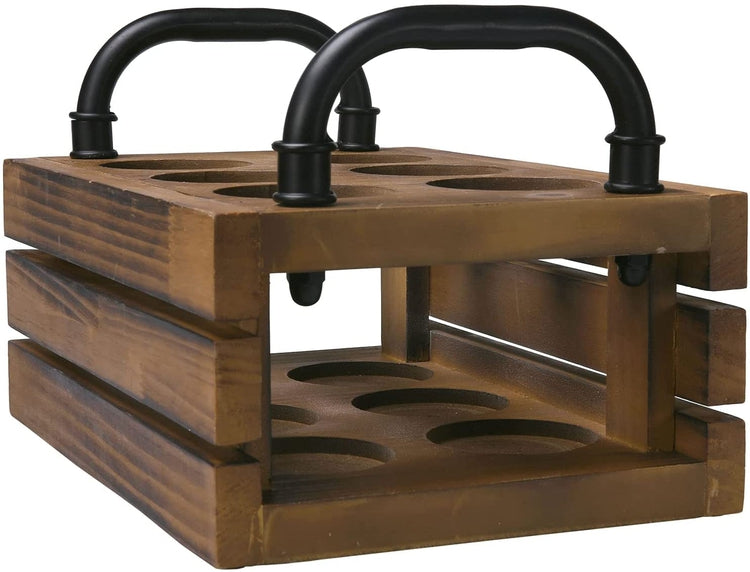 All-in-One Server Caddy, Industrial Black Metal Wire and Burnt Wood Ca –  MyGift