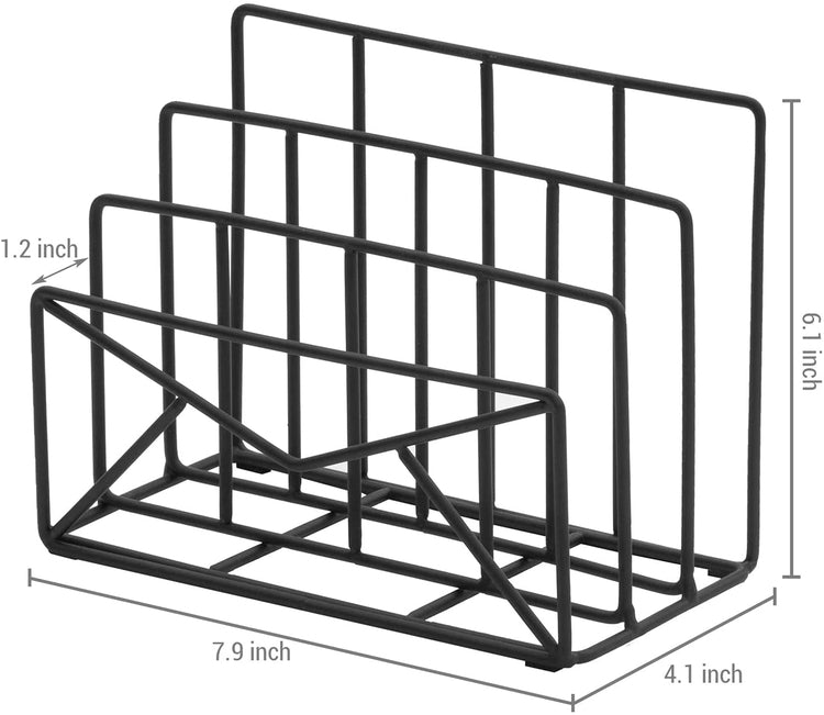 MyGift 3 Slot Modern Black Metal Wire Envelope Design Desktop Mail Sorter/Letter Holder Desk Organizer