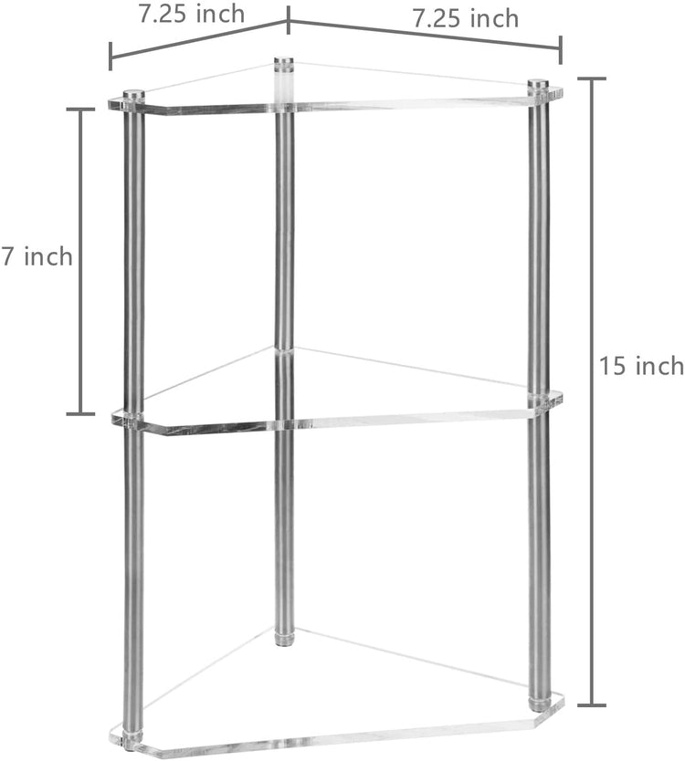 3-Tier Clear Acrylic and Metal Tabletop Corner Retail Display Stand-MyGift