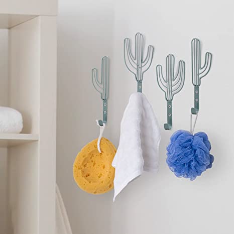 Cactus Shaped Green Metal Wall Hooks for Hanging Hat, Coat, Towel