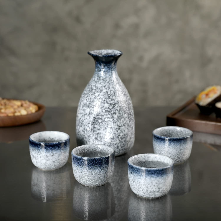 Glass Sake Set with Warmer, Japanese Whisky Bottle & Cups