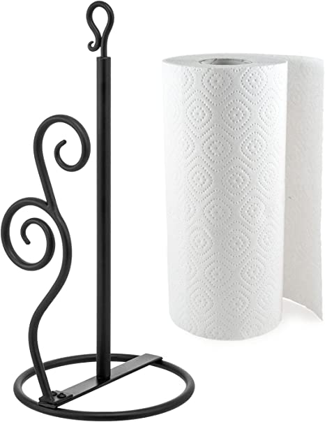 Kitchen and Dining Combo Caddy, Black Metal Paper Towel Roll Dispenser –  MyGift