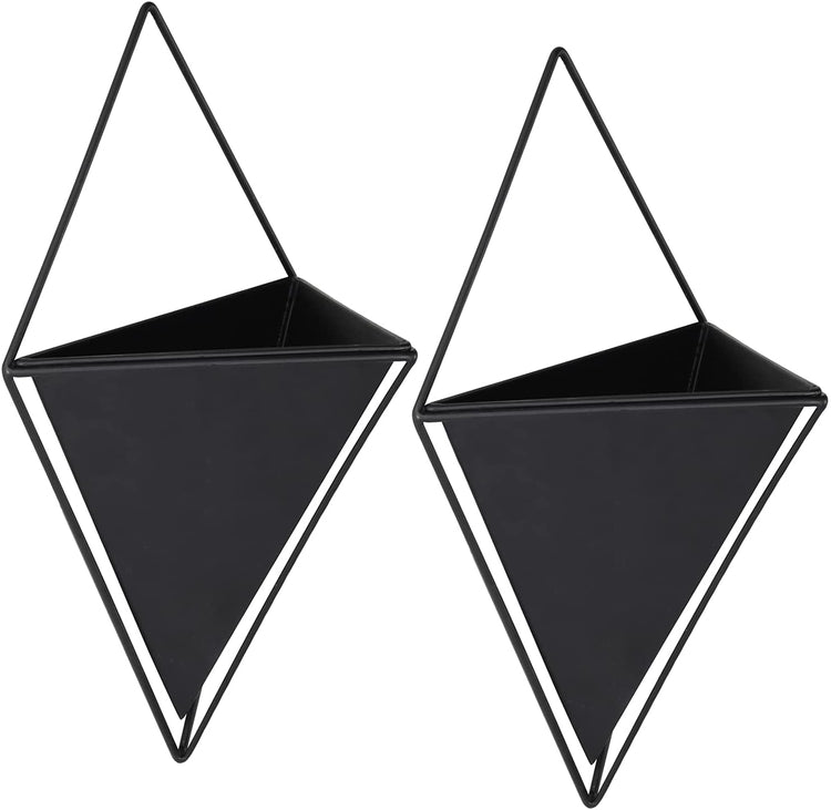 Modern outlets Triangle Black Set of 3 Wall Wood Planter