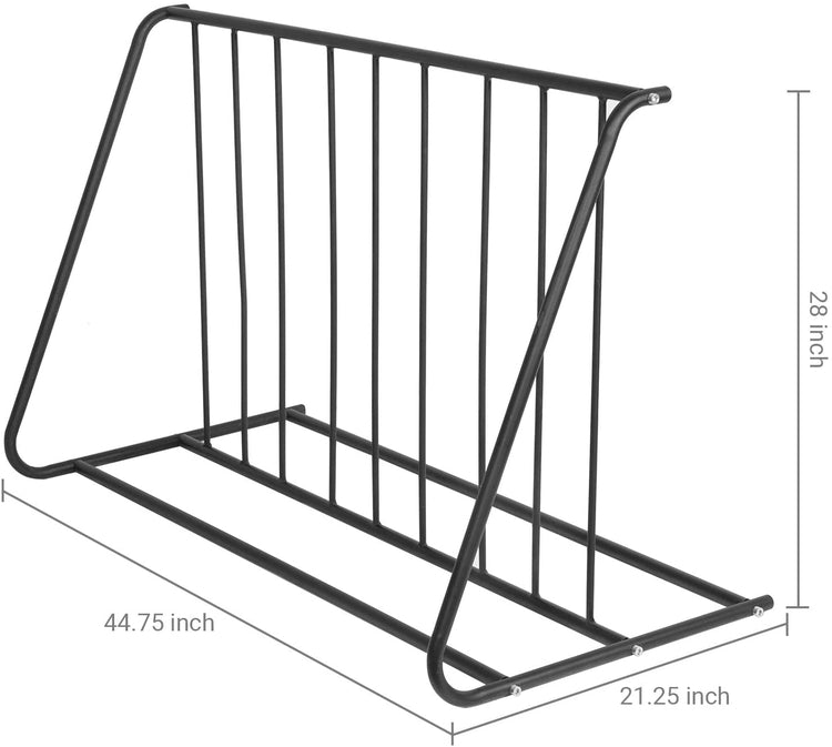 6 Bike Capacity Double-Sided Black Steel Bike Rack Stand, Grid Bicycle Parking Storage Holder-MyGift