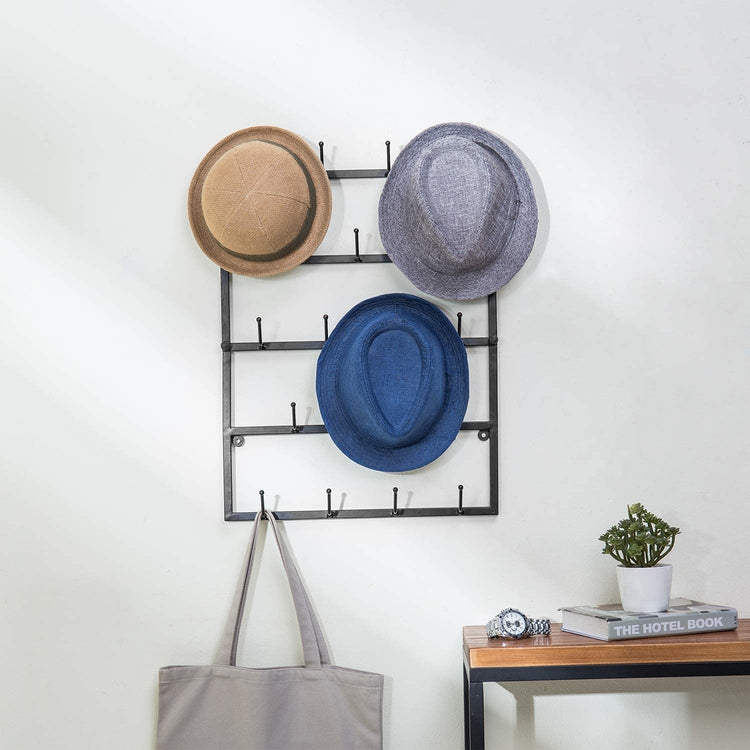 Modern Matte Black Wall Mounted Metal Hat Display Rack-MyGift