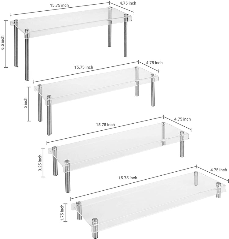 Set of 4, 4-Tier Clear Acrylic Rectangular Cupcake, Dessert Riser Display Stand-MyGift