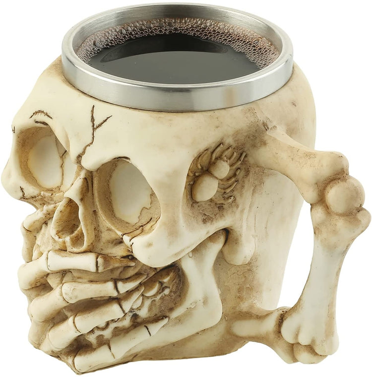 Skull and Bones Design Stainless Steel Coffee Mug Halloween Cup Gothic Drinkware