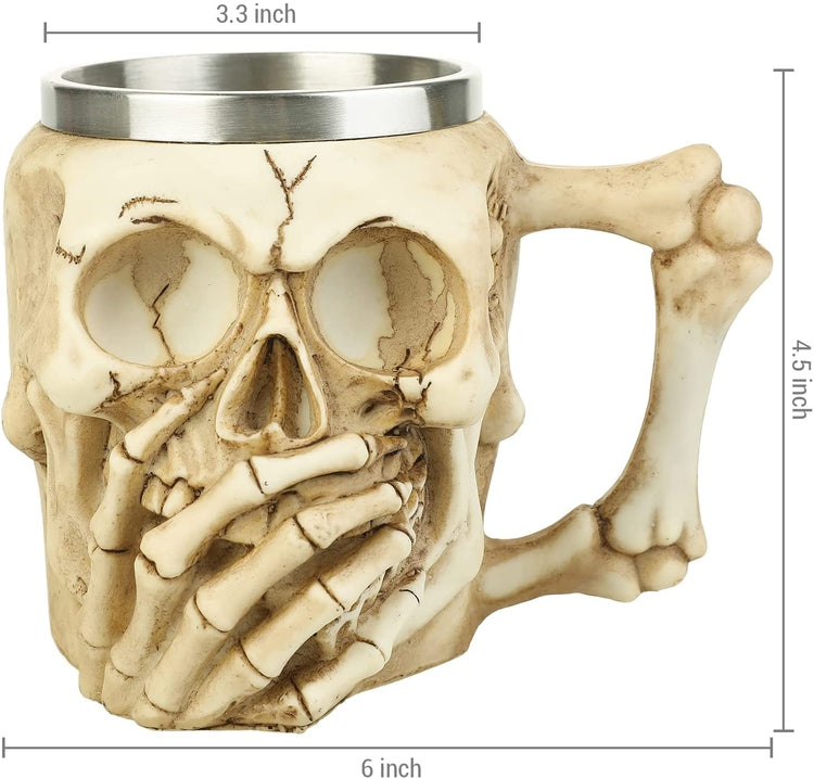 Skull and Bones Design Stainless Steel Coffee Mug Halloween Cup Gothic Drinkware