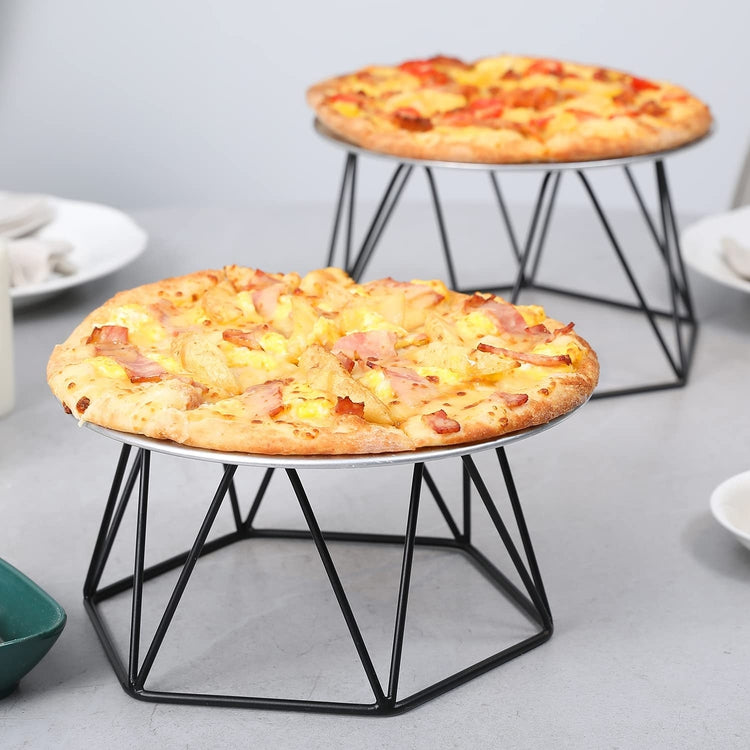 Tabletop Black Metal Pizza Pan Riser Stands, Food Platter Tray